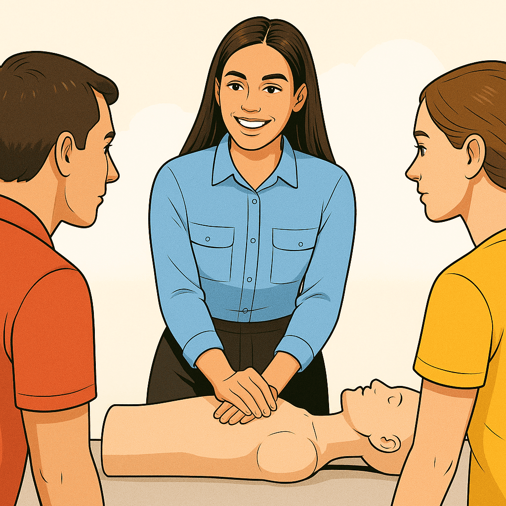 Kvinna undervisar i HLR